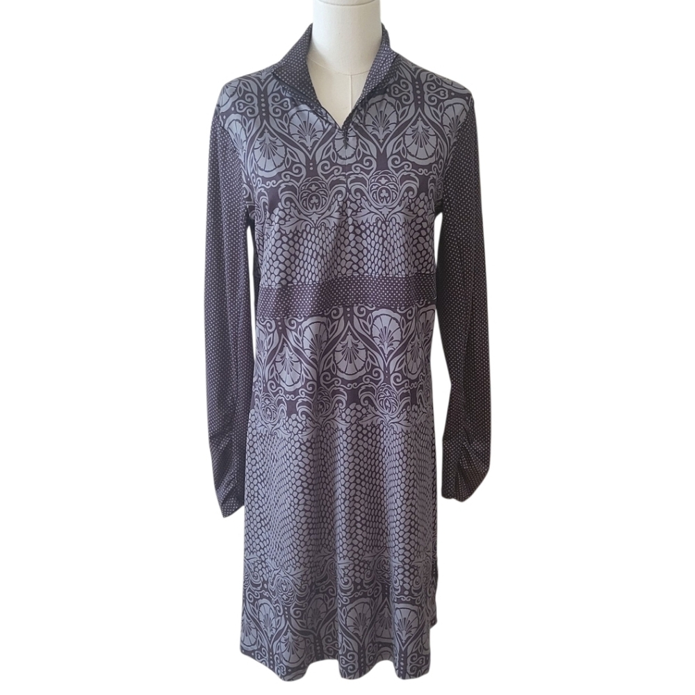 Prana Gray‎ & Black Long Sleeve Athleisure Dress Size Medium